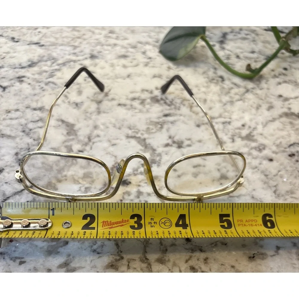 Vintage Reading Glasses Flip Down Lenses Gold‎ Tone Metal 1960s Steampunk